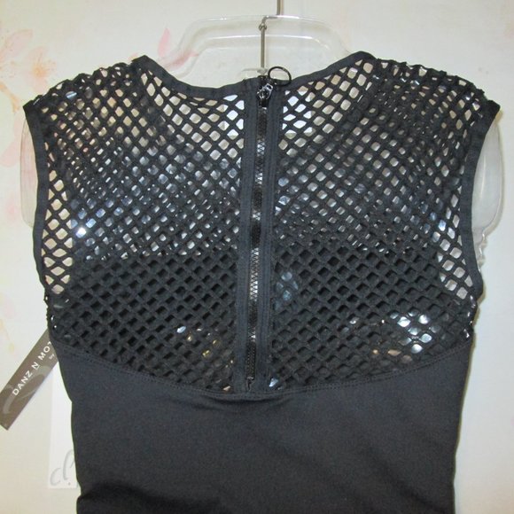 Leotard New Women's XL Dance Ballet Gymnastics Jazz Black Danshuz Fishnet Mesh - Picture 6 of 6